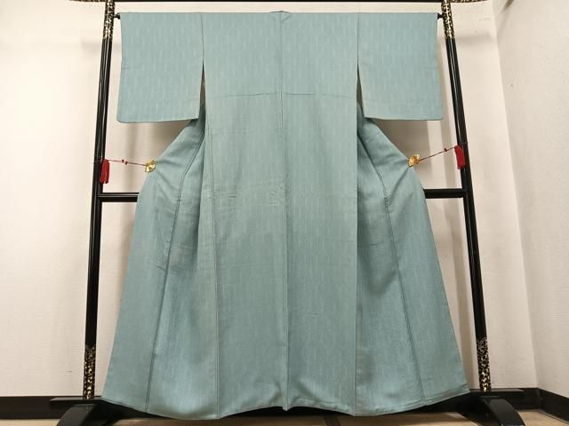 平和屋着物●上質な色無地　草木地紋　青磁鼠色　正絹　逸品　AABN1752ph