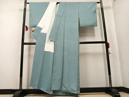 平和屋着物●上質な色無地　草木地紋　青磁鼠色　正絹　逸品　AABN1752ph