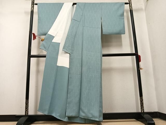 平和屋着物●上質な色無地　草木地紋　青磁鼠色　正絹　逸品　AABN1752ph