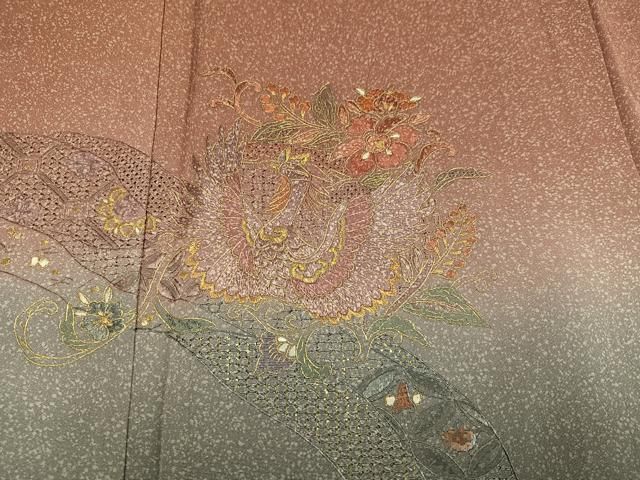 平和屋着物●中国三大刺繍 スワトウ刺繍 汕頭刺繍 総刺繍 訪問着 鳳凰花文 暈し染め 金糸 さが美扱い 正絹 逸品 未使用 AABN1753ph
