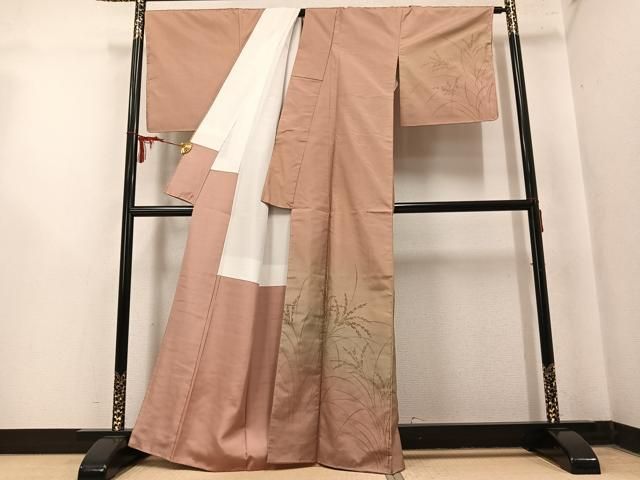 平和屋着物●本場大島紬　染大島　訪問着　稲　暈し染め　金彩　正絹　逸品　AABN1759ph