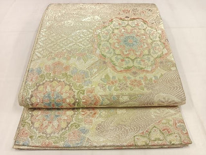 平和屋着物◎佐賀錦　六通柄袋帯　正倉院花文　金糸　正絹　逸品　AABN1775bw