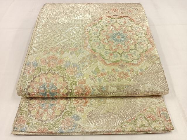 平和屋着物◎佐賀錦　六通柄袋帯　正倉院花文　金糸　正絹　逸品　AABN1775bw
