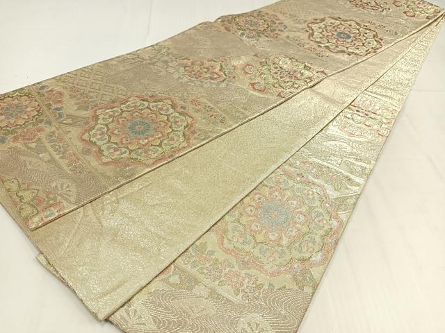 平和屋着物◎佐賀錦　六通柄袋帯　正倉院花文　金糸　正絹　逸品　AABN1775bw