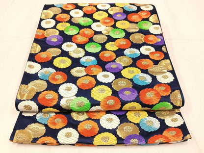 平和屋着物◎六通柄袋帯　唐織　花づくし　金糸　正絹　逸品　AABN1780bw