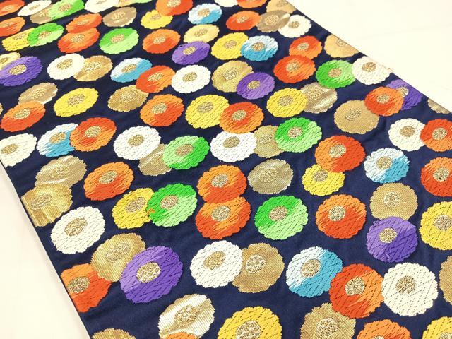 平和屋着物◎六通柄袋帯　唐織　花づくし　金糸　正絹　逸品　AABN1780bw