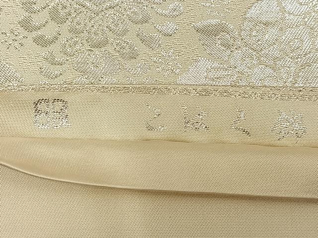 平和屋着物◎西陣　服部織物謹製　六通柄袋帯　唐織　こはく錦　手工芸　正倉院花文　銀糸　正絹　逸品　AABN1789bw