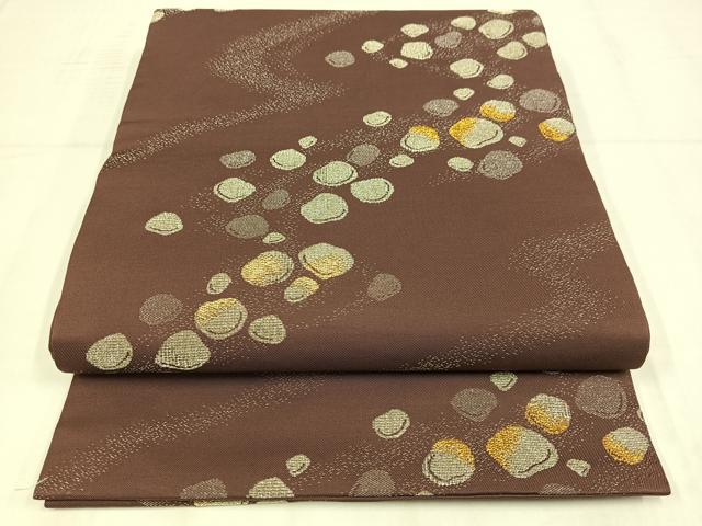 平和屋着物◎九寸名古屋帯　石畳文　金銀糸　正絹　逸品　AABN1801bw
