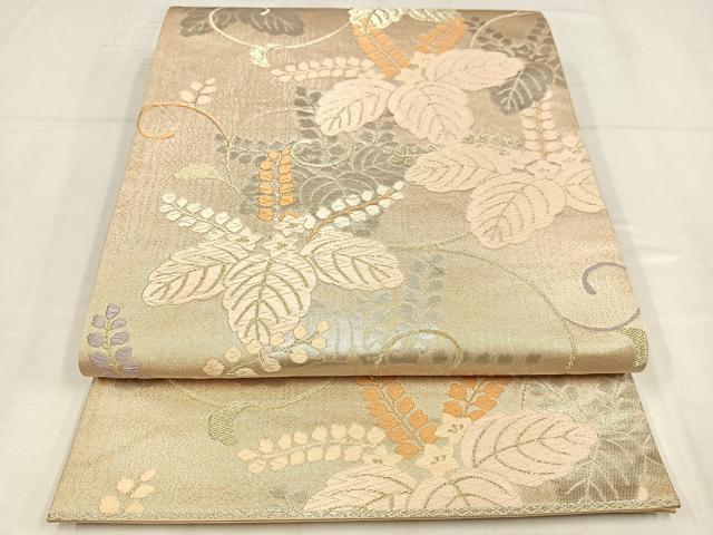 平和屋着物◎六通柄袋帯　唐織　草花文　金銀糸　正絹　逸品　AABN1822bw