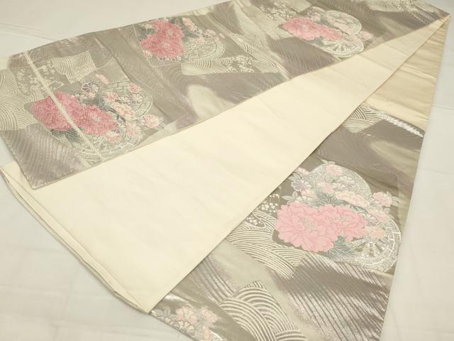 平和屋着物◎六通柄袋帯　唐織　色紙重ね花文　金銀糸　正絹　逸品　AABN2163ou