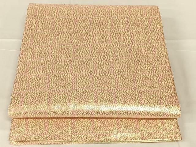 平和屋着物◎佐賀錦　両面　六通柄袋帯　重ね山文　金糸　正絹　逸品　AABN2204dk