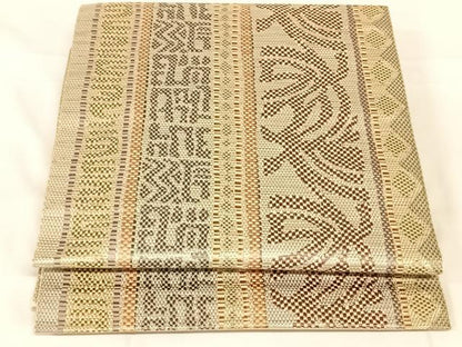 平和屋着物◎本場筑前博多織　八寸名古屋帯　幾何学間道　正絹　逸品　AABN2219dk