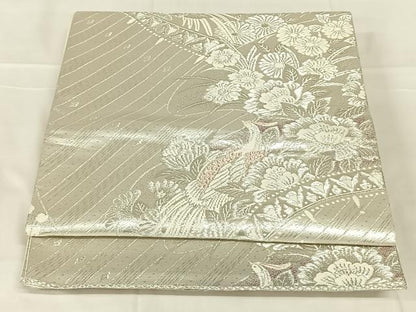 平和屋着物◎六通柄袋帯　更紗孔雀文　銀糸　正絹　逸品　AABN2223dk