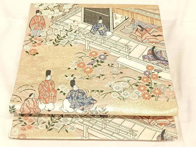 平和屋着物◎六通柄袋帯　源氏絵巻　金糸　正絹　逸品　AABN2224dk