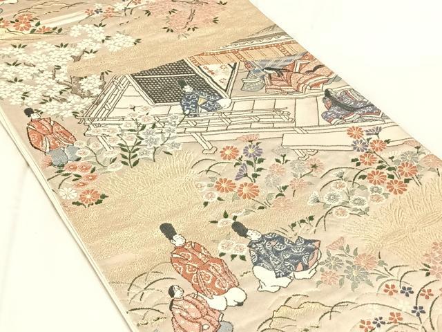 平和屋着物◎六通柄袋帯　源氏絵巻　金糸　正絹　逸品　AABN2224dk