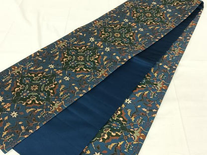 平和屋着物◎全通柄袋帯　更紗花文　正絹　逸品　AABN2225dk