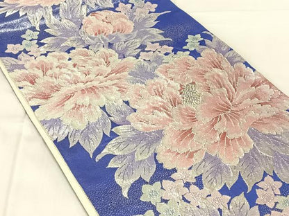 平和屋着物◎六通柄袋帯　草花文　金銀糸　正絹　逸品　AABN2226dk