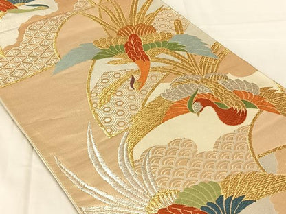 平和屋着物◎六通柄袋帯　唐織　鳳凰　金銀糸　正絹　逸品　AABN2232dk