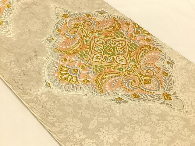 平和屋着物◎六通柄袋帯　正倉院花文　金銀糸　正絹　逸品　AABN2233dk