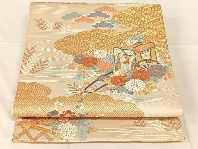 平和屋着物◎六通柄袋帯　唐織　雲取御所解　金糸　正絹　逸品　AABN2239dk