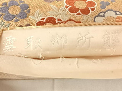 平和屋着物◎六通柄袋帯　唐織　雲取御所解　金糸　正絹　逸品　AABN2239dk
