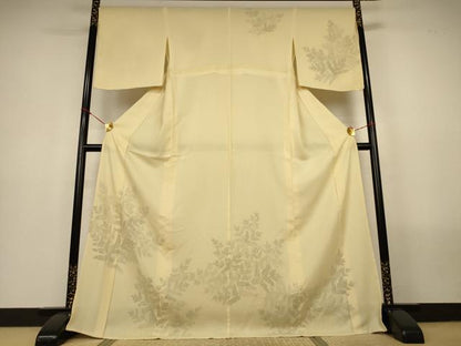 平和屋着物▽訪問着　無双　紗袷　紗×絽　枝葉文　ロング丈　正絹　逸品　AABN2263jd