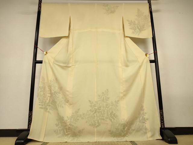 平和屋着物▽訪問着　無双　紗袷　紗×絽　枝葉文　ロング丈　正絹　逸品　AABN2263jd