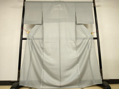 平和屋着物＊夏物　色無地　菱紋羅　灰青色　正絹　逸品　AABN2269jd