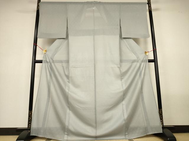平和屋着物＊夏物　色無地　菱紋羅　灰青色　正絹　逸品　AABN2269jd