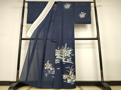 平和屋着物＊夏物　中国三大刺繍　スワトウ刺繍　汕頭刺繍　相良刺繍　総刺繍　訪問着　絽　風景草花文　正絹　逸品　AABN2285jd