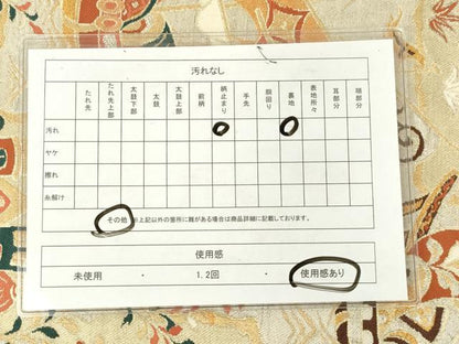 平和屋着物◎六通柄袋帯　風景文　金銀糸　正絹　逸品　AABN2412ps