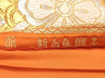 平和屋着物◎西陣　服部織物謹製　六通柄袋帯　唐織　花丸文　金銀糸　正絹　逸品　AABN2421ps