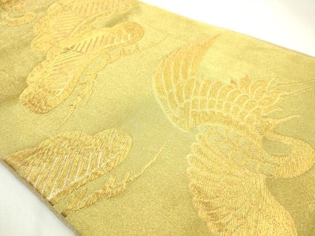 平和屋着物◎六通柄袋帯　飛鶴松文　金糸　正絹　逸品　AABN2426ps