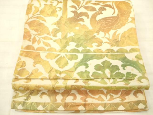 平和屋着物◎六通柄袋帯　花鳥文　金糸　正絹　逸品　AABN2458ps