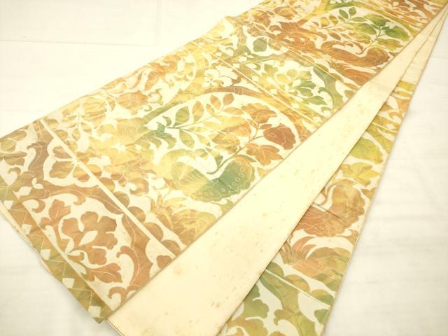 平和屋着物◎六通柄袋帯　花鳥文　金糸　正絹　逸品　AABN2458ps