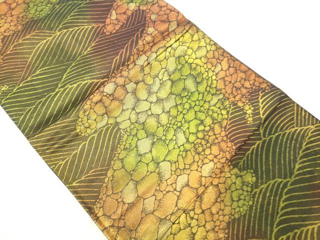 平和屋着物◎六通柄袋帯　石畳文　金糸　三越扱い　正絹　逸品　AABN2468ps