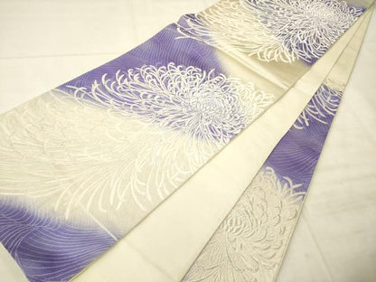 平和屋着物◎六通柄袋帯　乱菊　銀糸　正絹　逸品　AABN2480ps