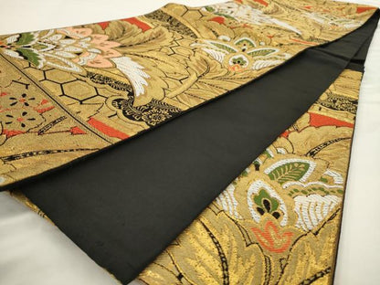 平和屋着物◎六通柄京袋帯　唐織　更紗花文　金糸　正絹　逸品　AABN2494ps