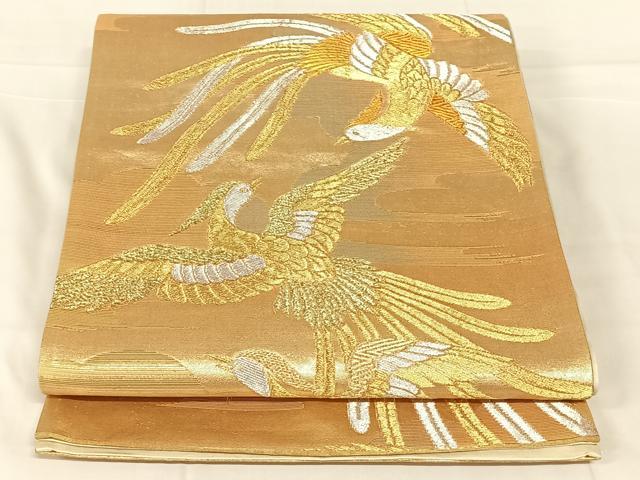 平和屋着物◎六通柄袋帯　鳳凰　金銀糸　正絹　逸品　AABN2521dk
