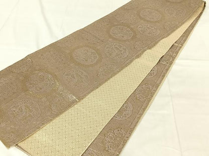 平和屋着物◎佐賀錦　全通柄袋帯　花鳥文　舞蝶　金糸　正絹　逸品　AABN2526dk