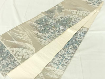 平和屋着物◎六通柄袋帯　樹林文　金銀糸　正絹　逸品　AABN2527dk