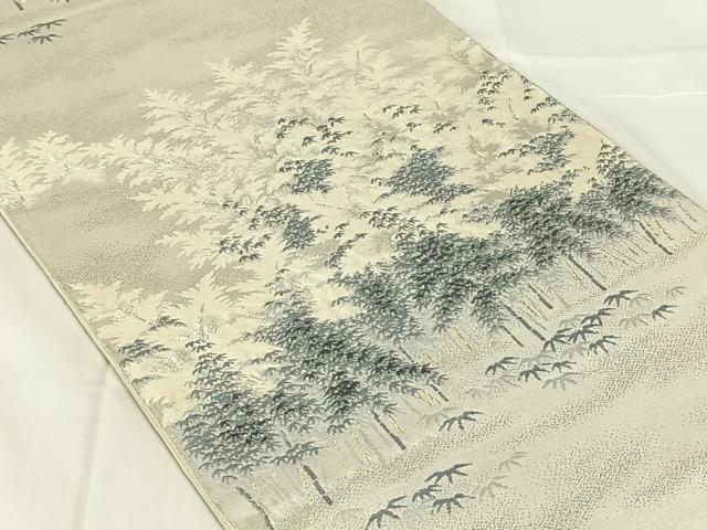 平和屋着物◎六通柄袋帯　樹林文　金銀糸　正絹　逸品　AABN2528dk
