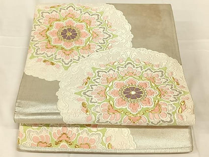平和屋着物◎六通柄袋帯　唐織　花丸文　金銀糸　正絹　逸品　AABN2530dk