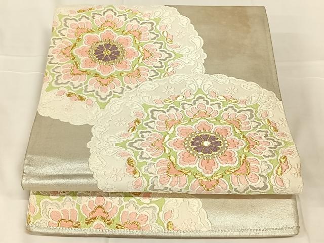 平和屋着物◎六通柄袋帯　唐織　花丸文　金銀糸　正絹　逸品　AABN2530dk