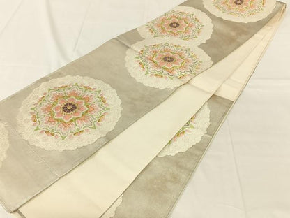 平和屋着物◎六通柄袋帯　唐織　花丸文　金銀糸　正絹　逸品　AABN2530dk