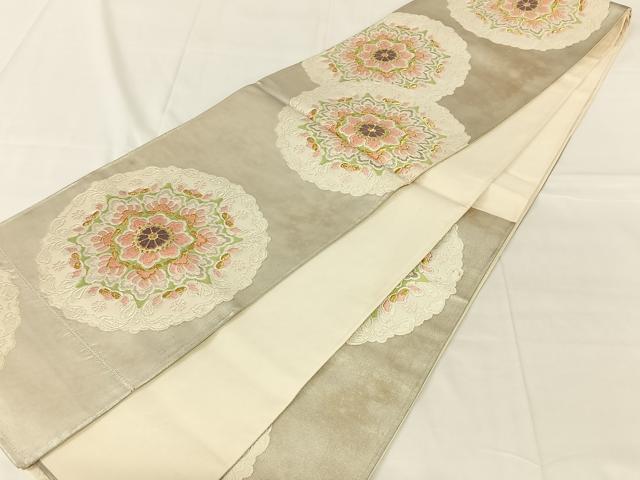 平和屋着物◎六通柄袋帯　唐織　花丸文　金銀糸　正絹　逸品　AABN2530dk