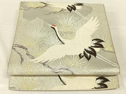 平和屋着物◎六通柄袋帯　唐織　飛鶴松文　金銀糸　正絹　逸品　AABN2538dk