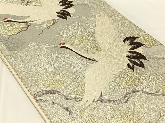 平和屋着物◎六通柄袋帯　唐織　飛鶴松文　金銀糸　正絹　逸品　AABN2538dk