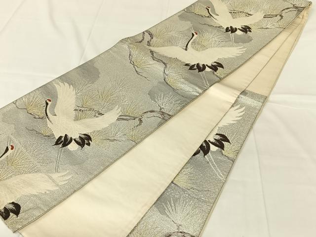 平和屋着物◎六通柄袋帯　唐織　飛鶴松文　金銀糸　正絹　逸品　AABN2538dk