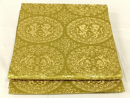 平和屋着物◎六通柄袋帯　鳥獣丸文　金糸　正絹　逸品　AABN2539dk